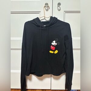 NWT Disney Black Cropped Hoodie with Mickey Mouse Design